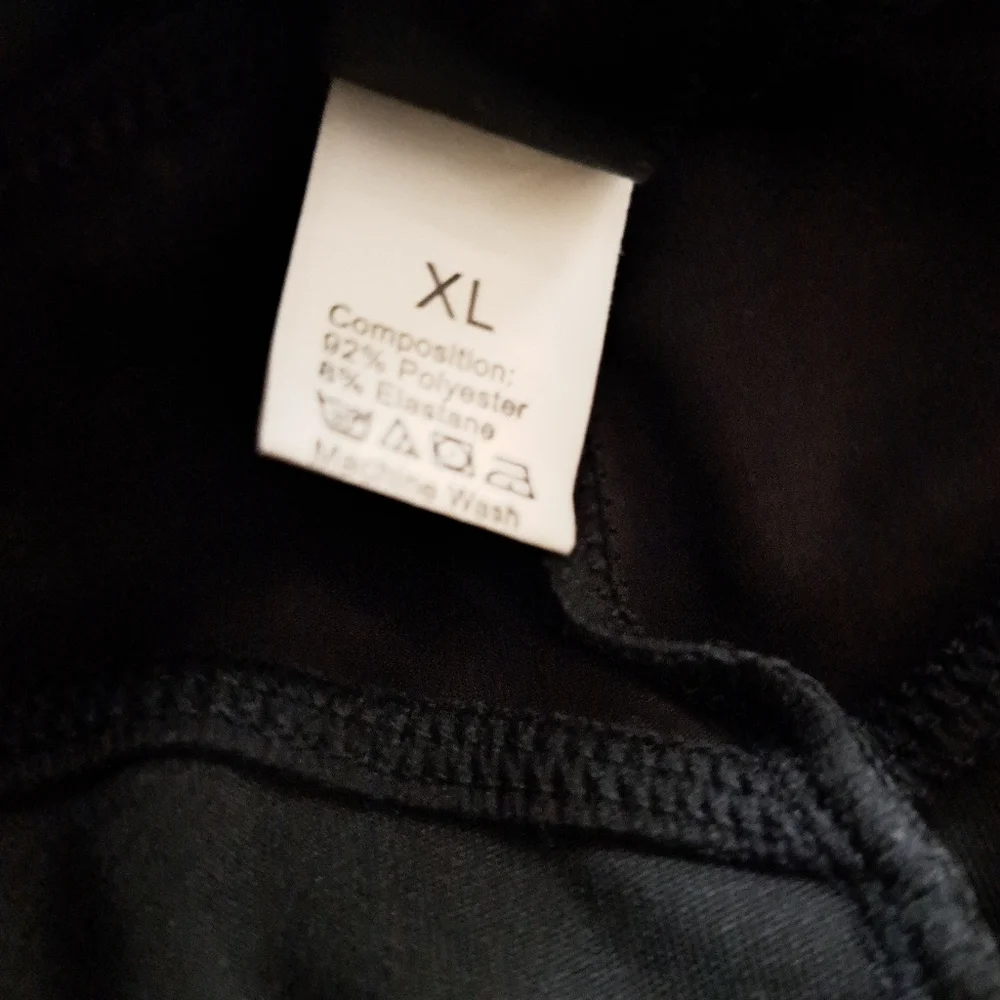 SHEIN Black Leggings Pleather Trim Women's Size XL